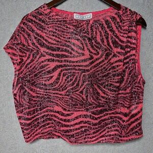 NWT Pink and Black Zebra Sequin Print Top
